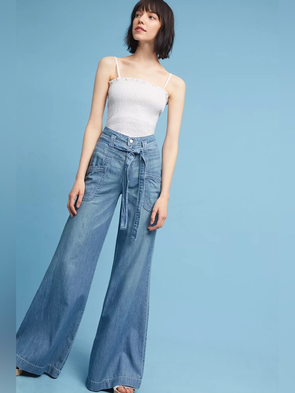 Pilcro Ultra High-Rise Tie-Waist Wide-Legs jeans